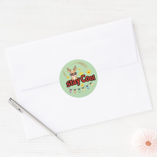 Stay Cool Christmas Reindeer Sticker (Envelop)