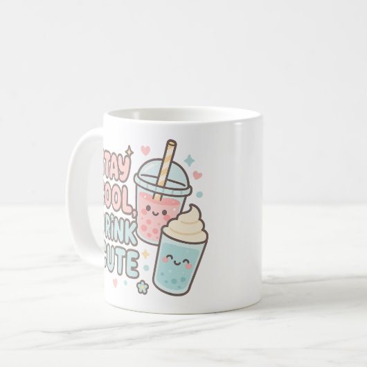 Stay Cool,Drink Cute–Trendy Summer Quote Koffiemok (Voorkant links)