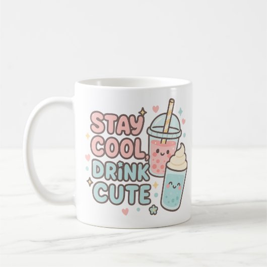 Stay Cool,Drink Cute–Trendy Summer Quote Koffiemok (Links)