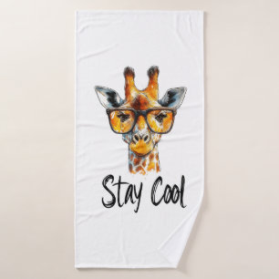 Stay Cool - Giraffe met zonnebril Illustratie Badhanddoek