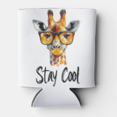 Stay Cool - Giraffe met zonnebril Illustratie Blikjeskoeler (Voorkant)