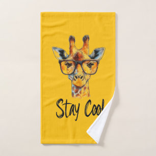 Stay Cool - Giraffe met zonnebril Illustratie Handdoek