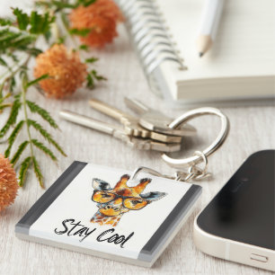 Stay Cool - Giraffe met zonnebril Illustratie Sleutelhanger