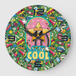 Stay Cool Star – Retro Pop Art Clock Grote Klok