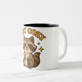 Stay Cozy | Kawaii Animal Illustration Tweekleurige Koffiemok (Voorkant rechts)