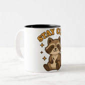 Stay Cozy | Kawaii Animal Illustration Tweekleurige Koffiemok (Voorkant links)