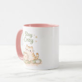 Stay Cozy Kawaii Cute Kitty Cat Coffee Sweet Pink  Mok (Voorkant links)