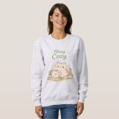 Stay Cozy Kawaii Cute Kitty Cat Coffee Sweet  Trui (Voorkant volledig)