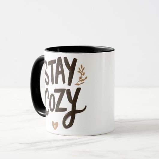 Stay Cozy Mug | Hygge Lifestyle Comfort Gift Mok (Voorkant links)
