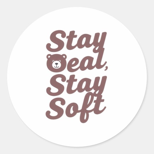 "Stay Cozy Stay Kind" with Cute Bear Ronde Sticker (Voorkant)