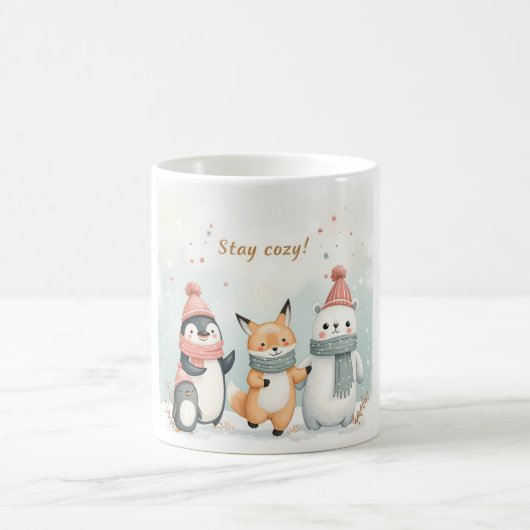 Stay Cozy Winter Animals Mug – Penguin, Fox, Polar Koffiemok (Center)