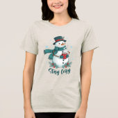 Stay Cozy Winter Snowman With Hot Cocoa Tri-Blend Shirt (Voorkant)