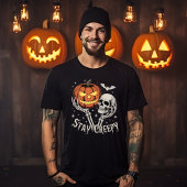 Stay Creepy Skeleton Hands Holding Pumpkin & Skull T-shirt