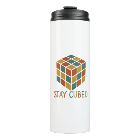 Stay Cubed | Logic Cube Retro Style Puzzel Thermosbeker (Voorkant)