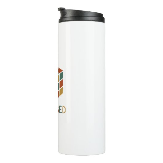 Stay Cubed | Logic Cube Retro Style Puzzel Thermosbeker (Geroteerd rechts)