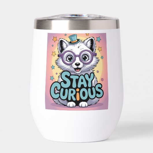 Stay Curious – Cute Cartoon Fox with Glasses (Voorkant)