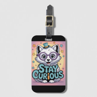 Stay Curious – Cute Cartoon Fox with Glasses  Bagagelabel