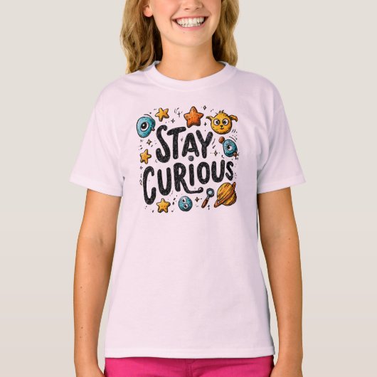 Stay Curious Kinder’ T-Shirt – Fun Space & Science (Voorkant)