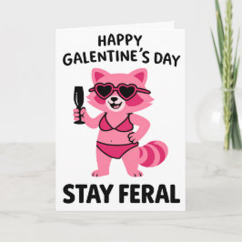 Stay Feral Galentines Raccoon Card Kaart