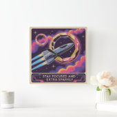 Stay Focused And Extra Sparkly Vierkante Klok (Huis)