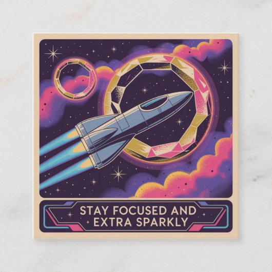 Stay Focused And Extra Sparkly Vierkante Visitekaartje (Voorkant)