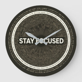 Stay Focused Motivational Wall Clock – Inspiration Grote Klok