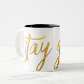 STAY GOLD-mok koffie Tweekleurige Koffiemok (Voorkant links)