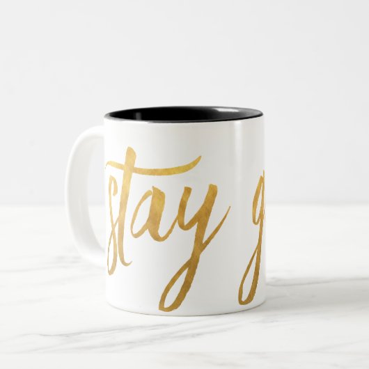 STAY GOLD-mok koffie Tweekleurige Koffiemok (Voorkant links)