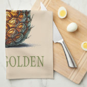 "Stay Golden" ananas theedoek (Quarter Fold)