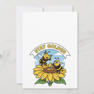 Stay Golden – Bee and Flower Illustration Bedankkaart