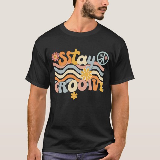 Stay Groovy 70s Aesthetic Hippie Shirt (Voorkant)