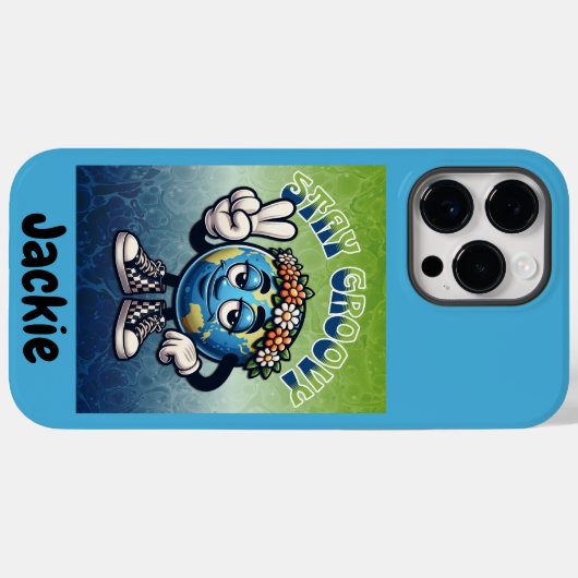 Stay Groovy [MIJN NAAM] Case-Mate iPhone Case (Achterkant (horizontaal))