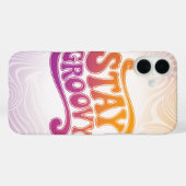 Stay Groovy Pink Purple Retro Phone Case (Achterkant (horizontaal))