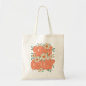 "Stay Groovy" Retro 70s Floral Quote Tote Bag (Voorkant)