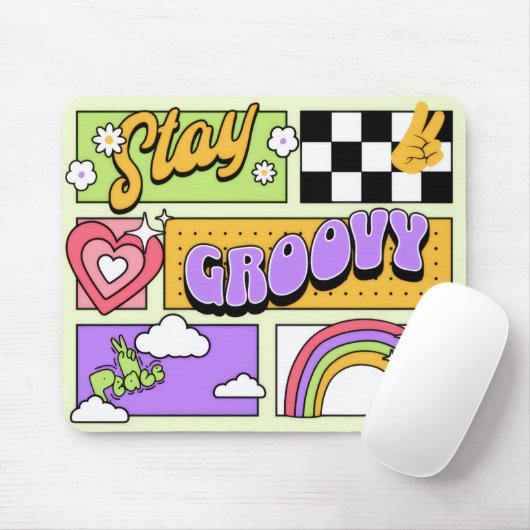 Stay Groovy Retro Aesthetic Muismat (Met muis)
