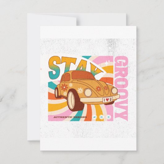 Stay Groovy - Retro auto Feestdagenkaart (Voorkant)