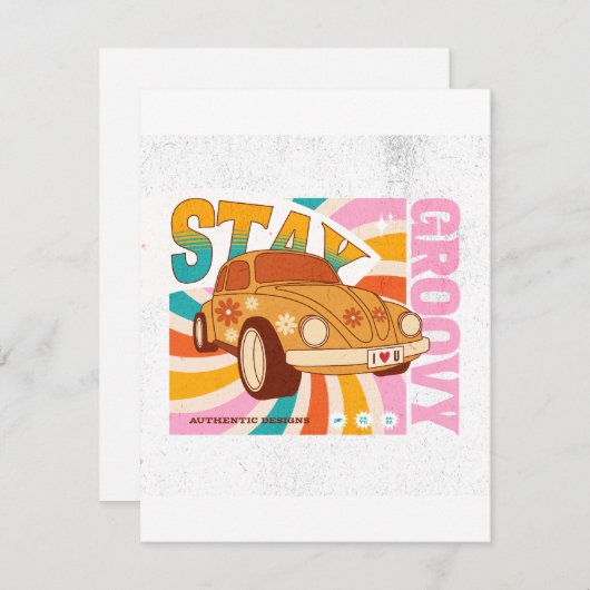 Stay Groovy - Retro auto Feestdagenkaart (Voorkant / Achterkant)