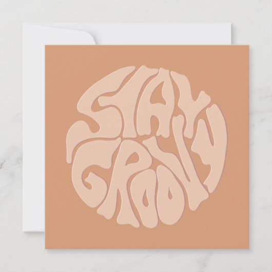 Stay Groovy Retro Beige Flat Kaart (Voorkant)