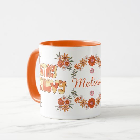 Stay Groovy Retro Boho bloemen madeliefje bloemeno Mok (Voorkant links)
