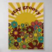 Stay Groovy Retro Garden  jaren 60 70s Sunshine Poster (Voorkant)