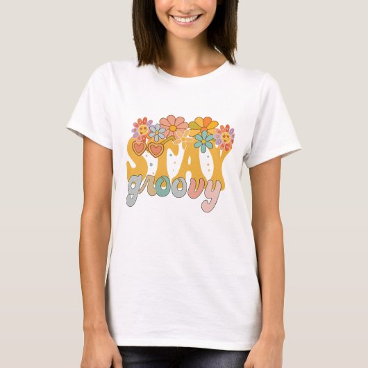 Stay Groovy Retro Hippie T-shirt (Voorkant)
