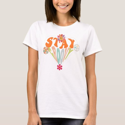 Stay Groovy Retro Hippie  T-shirt (Voorkant)