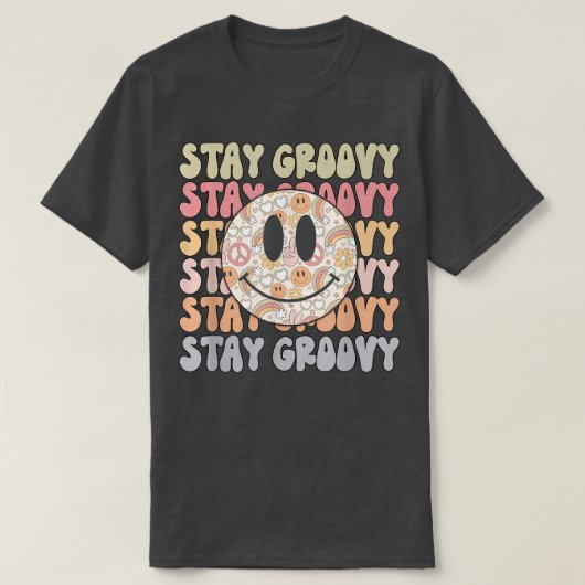 Stay GroovyRetro Happy Face Piece Hippie Boho Rain T-shirt (Design voorkant)