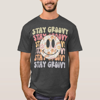 Stay GroovyRetro Happy Face Piece Hippie Boho Rain T-shirt
