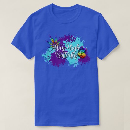 Stay High Rainbow Butterfly Paint Splat T-shirt (Design voorkant)