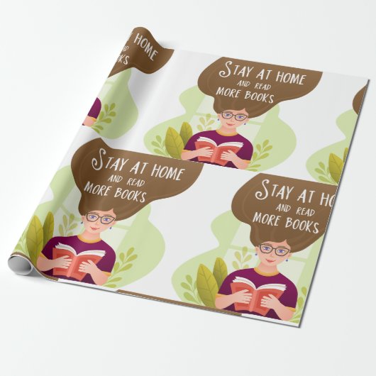 Stay Home Read More Books Book Lover Cadeaupapier (Uitgerold)