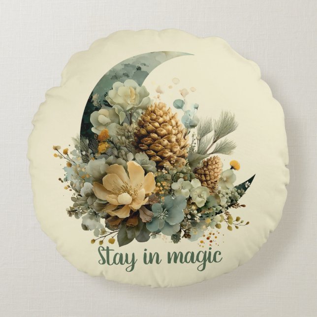 Stay in Magic Winter Moon Design Rond Kussen (Voorkant)