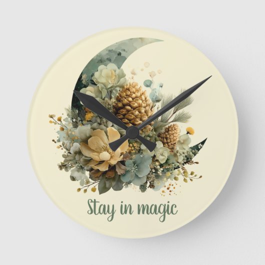 Stay in Magic Winter Moon Design Ronde Klok (Voorkant)