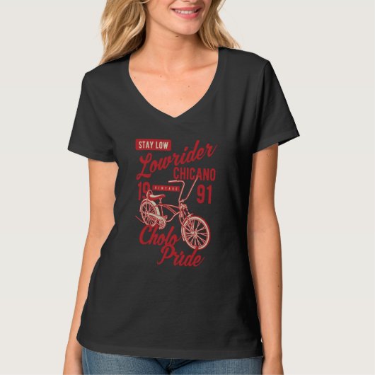 Stay Low Cholo Pride Chicano Lowrider Bicycle Retr T-shirt (Voorkant)