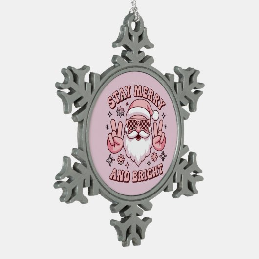 Stay Merry And Bright Christmas Ugly Xmas  Tin Sneeuwvlok Ornament (Links)